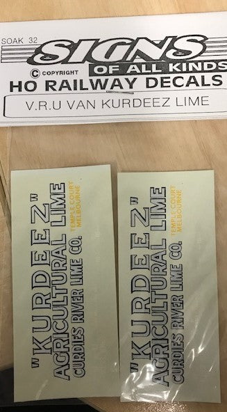 032 HO DECAL for U Van V.R Kurdeez Lime, - SOAK