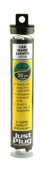 Woodland Scenics JP5746 - Just Plug Lighting System -  Green LED Nano Lights - 2 lights with 24" (60.9 cm) cable/pkg - 20mA