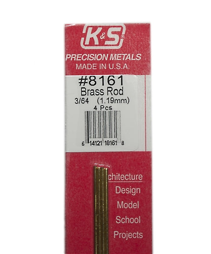Brass Rod #8161  3/64  (1.19mm) 4 pcs - K & S