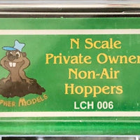 N SCALE  "PELTON" Private Owner Non-Air Coal Hoppers LCH type (FIVE HOPPER PACK) SOUTH MAITLAND COAL FEILDS. "GOPHER MODELS" N Scale 006.