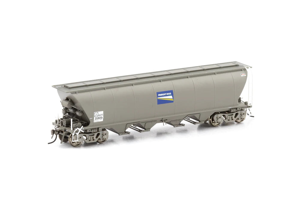 NGH-23 NGPF GRAIN HOPPER, WITH ROOF WALK WAY - WAGON GRIME WITH BLUE FREIGHT RAIL GRAIN LOGOS - 4 CAR PACK AUSCISION*