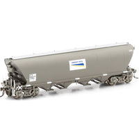 NGH-27 NGPF GRAIN HOPPER, WITH GROUND OPERATED LIDS - WAGON GRIME WITH WHITE FREIGHT RAIL GRAIN LOGOS - 4 CAR PACK AUSCISION*