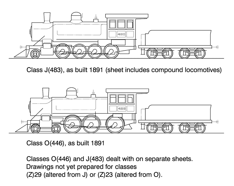 Class J(483) 2-8-0 HO Data Sheet drawing NSWGR locomotive