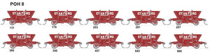 Phoenix: POH-8 PRIVATE OWNER COAL L HOPPERS  (10 WAGON PACK)