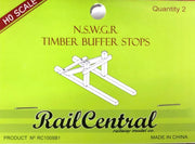 Rail Central: RC 1005B1 NSWGR TIMBER BUFFER STOPS WITH NARROW BUFFER BEAM two in a pack.