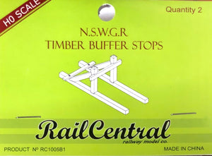 Rail Central: RC 1005B1 NSWGR TIMBER BUFFER STOPS WITH NARROW BUFFER BEAM two in a pack. HO