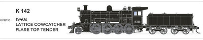 SDS K Class SOUND K142 Original with Flare Top Tender Victorian Railways. DCC SOUND  model, Per-orders