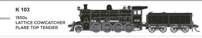 SDS K Class SOUND K103 Original with Flare Top Tender Victorian Railways. DCC SOUND  model, Per-orders