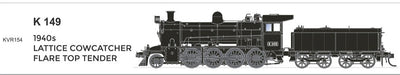 SDS K Class DC K149 Original with Flare Top Tender Victorian Railways. DC  model, Per-orders