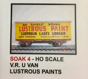 004 HO DECAL for U Van V.R  "LUSTROUS PAINTS"  - SOAK