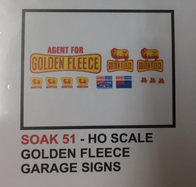 SOAK 51 DECAL for HO GOLDEN FLEECE GARAGE SIGNS