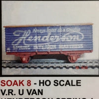 SOAK 8 - U VAN SOAK #8 Decal Vic, Rail "HENDERSON SPRINGS" HO