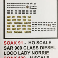 SOAK  91 DECAL for 900 CLASS LOCO, LADY NORRIE HO