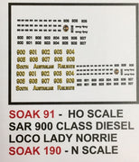 091 HO DECAL for 900 CLASS LOCO, LADY NORRIE HO - SOAK