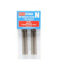 Peco N: ST-3001 - PACK OF 8 STANDARD STRAIGHT UNITS (87MM LENGTH) CODE 80