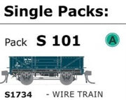 S Wagon  - S 101 - ( S1734 ) single WAGON with DISC WHEELS, NO BUFFERS,  WIRE TRAIN TRAFFIC Single PACK.  AUSTRAINS NEO