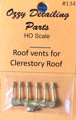 Vent #134 - Clerestory Roof Vents suits BI - FO -etc., NSWGR Passenger Cars ( 6 ) Ozzy Brass Detailing Parts #134