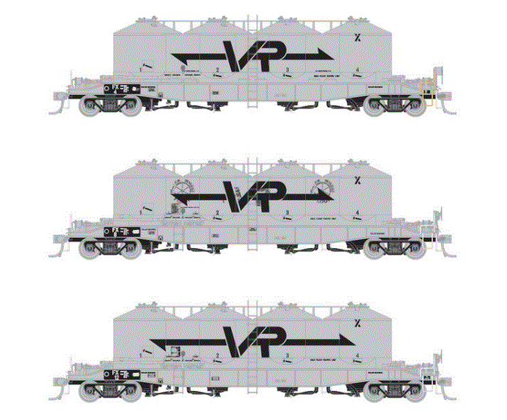 FX FLOUR, SAND & LIME HOPPERS: VFH08 | VICTORIAN FX 3 CAR FLOUR HOPPER SET VFH08 Southern Rail :  VIC –