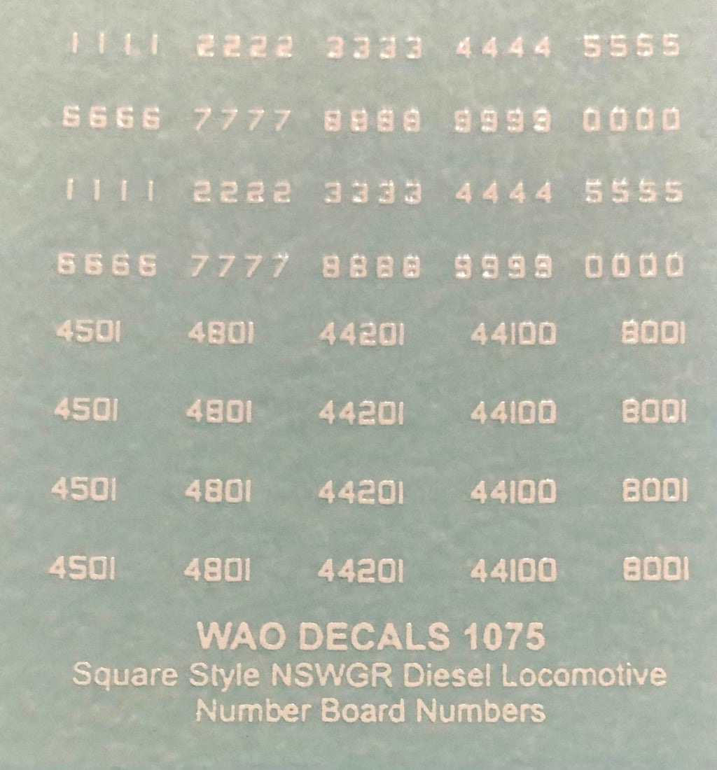 Locomotive Headboard Numbers NSWGR Diesel Locomotive Square style numbers. : Ozzy NSWGR Decals