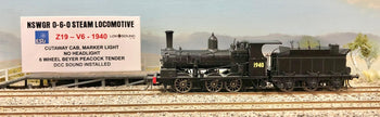 V6 Loco 1940 - Z19 - DCC SOUND, Cut-A-Way Cab, No Headlight, with Marker Lights,  6 Wheel Beyer Peacock Tender, Casula Hobbies Model Railways RTR
