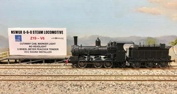 V6 Loco Z19 Un-Numbered DCC SOUND, Cut-A-Way Cab, No Headlight, No Marker Lights, 6 Wheel Beyer Peacock Tender, Casula Hobbies Model Railways RTR