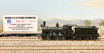 V7 Loco Z19 Un-Numbered DCC SOUND, Cut-A-Way Cab, Headlight, Marker Lights,  6 Wheel Beyer Peacock Tender, Casula Hobbies Model Railways RTR