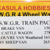 Good's Train : HG Brake Van 15027, CW Cattle 27882, LV Van Weathered 16130, GSV Sheep Van 26532 Four-Wheelers, : Pk of 4 : Casula Hobbies Models