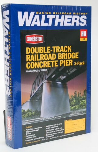 Walthers: Double-Track Railroad Bridge CONCRETE pier 2-PACK #933-4552