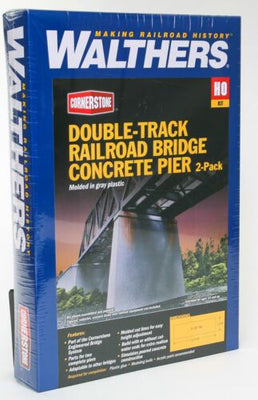 Walthers: Double-Track Railroad Bridge CONCRETE pier 2-PACK #933-4552