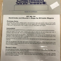 Steam Era Models -E4 Shunters Steps and Handbrakes for 5 M wagons