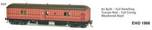 EHO SDS Models: EHO1986 As Built - Full Paneling Tuscan Red - Full Lining Weathered Roof. **#019