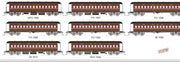 FO 006 AUSTRAINS NEO : End Platform Car Set 36 Pack of 8 cars Low Elliptical Roof - Indian Red