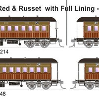 FO 032 AUSTRAINS NEO : End Platform Car - Set 97 Red & Russet Full Lining 4 car set