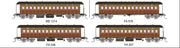 FO 032 AUSTRAINS NEO : End Platform Car - Set 97 Red & Russet Full Lining 4 car set