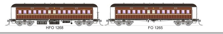 FO 011 AUSTRAINS NEO : End Platform Car Set 94A Pack of 2 cars with Mansard Roof - Indian Red