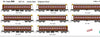 FO 008 AUSTRAINS NEO : End Platform Car Set 61 Pack of 8 cars DIR Low Elliptical Roof - Indian Red