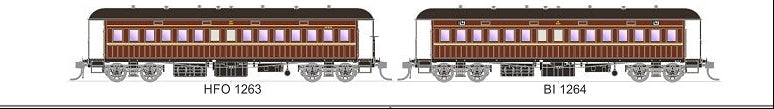 FO 012 AUSTRAINS NEO : End Platform Car Set 94B Pack of 2 cars with Mansard Roof - Indian Red