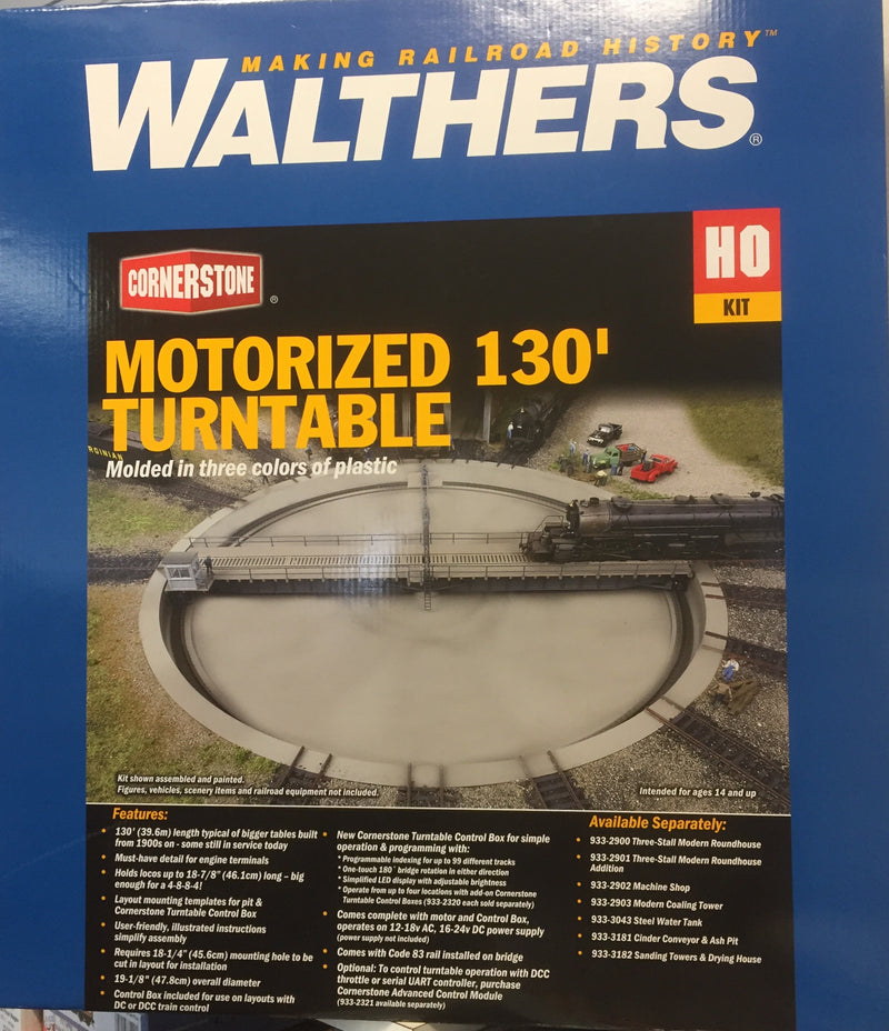 Walthers - Motorized 130' Turntable DC/DCC - Assembled - 19-1/8 47.8cm  Overall Diameter - 933-2859