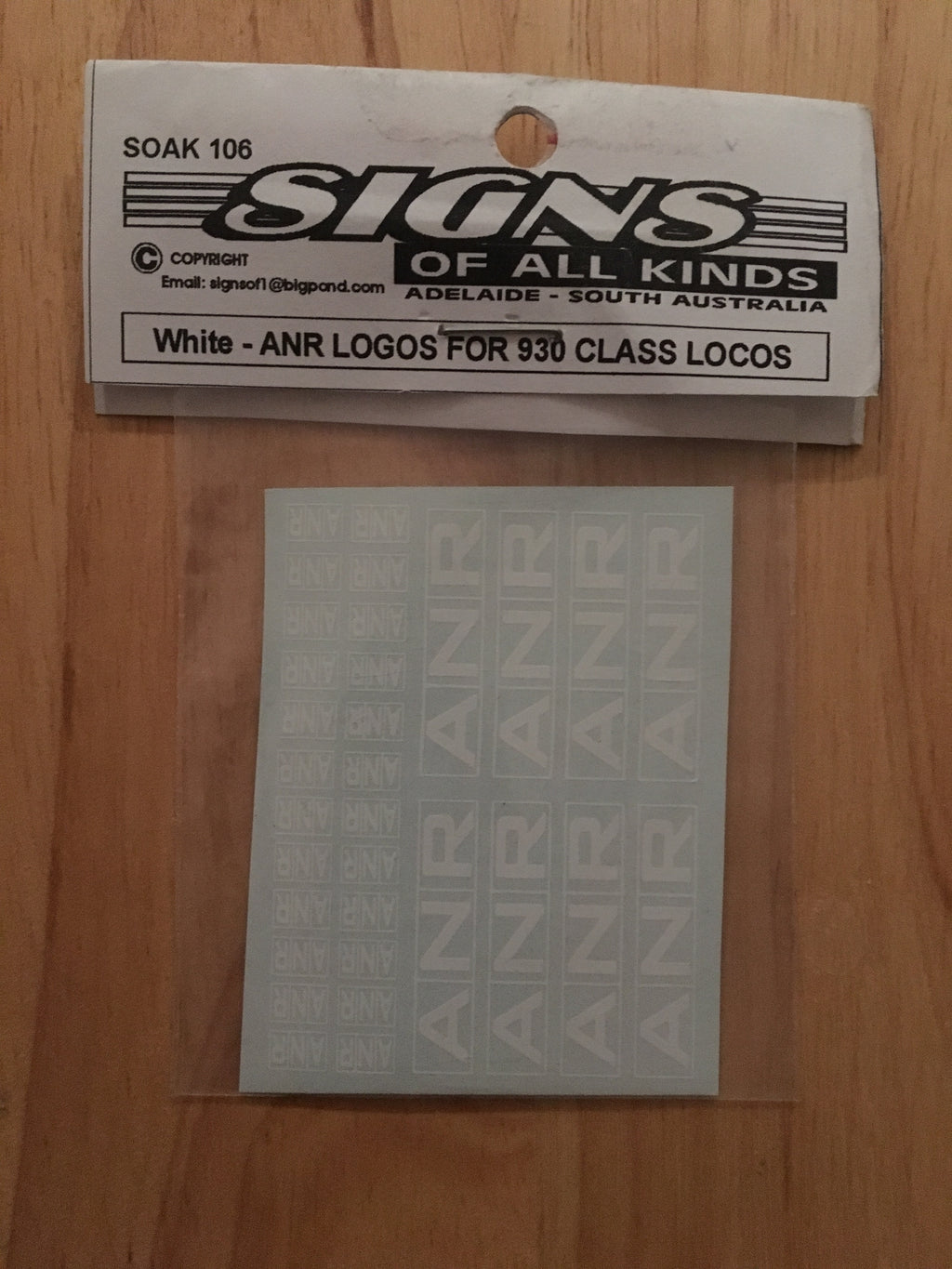 106 HO DECAL for ANR WHITE LOGOS - SOAK