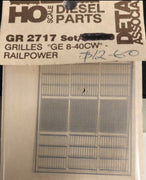 DETAIL ASSOCIATES - GR 2717- AIR GRILLES "GE DASH 8-40CW" RAIL POWER. ETCHED NICKLE SILVER SET.