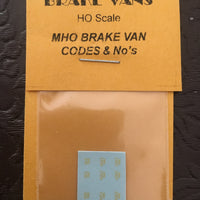 Ozzy Decals Brake Van : MHO Brake Van Codes & No's.