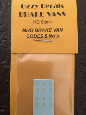 Ozzy Decals Brake Van : MHO Brake Van Codes & No's.