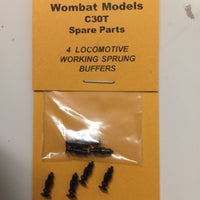 Parts: Wombat models C30T: 4  LOCOMOTIVE WORKING SPRUNG BUFFERS.