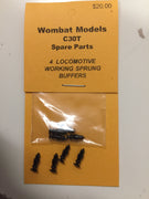 Parts: Wombat models C30T: 4  LOCOMOTIVE WORKING SPRUNG BUFFERS.