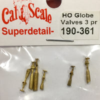 CAL-SCALE 190-361 HO Globe Valves (3 Pr)  Brass Casting.*