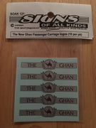 121 HO DECAL THE NEW THE GHAN PASSENGER CAR LOGOS 10 PER PK. - SOAK