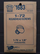 #1683 Screws Stainless Steel 1-72 x 1/8in