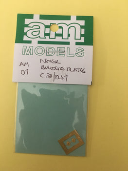 AM07 Locomotive Builders Plates - C.38/D.57 NSWGR Etch Brass - AM Models
