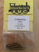 10BA CHEESEHEAD 3/4 inch BRASS SCREWS Qty 10