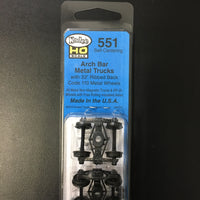 #551 Arch Bar Metal Trucks with 33" Ribbed Back. Code 110 Metal Wheels